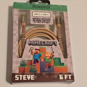 Minecraft Steve USB-C to USB-C 6 Foot Charger